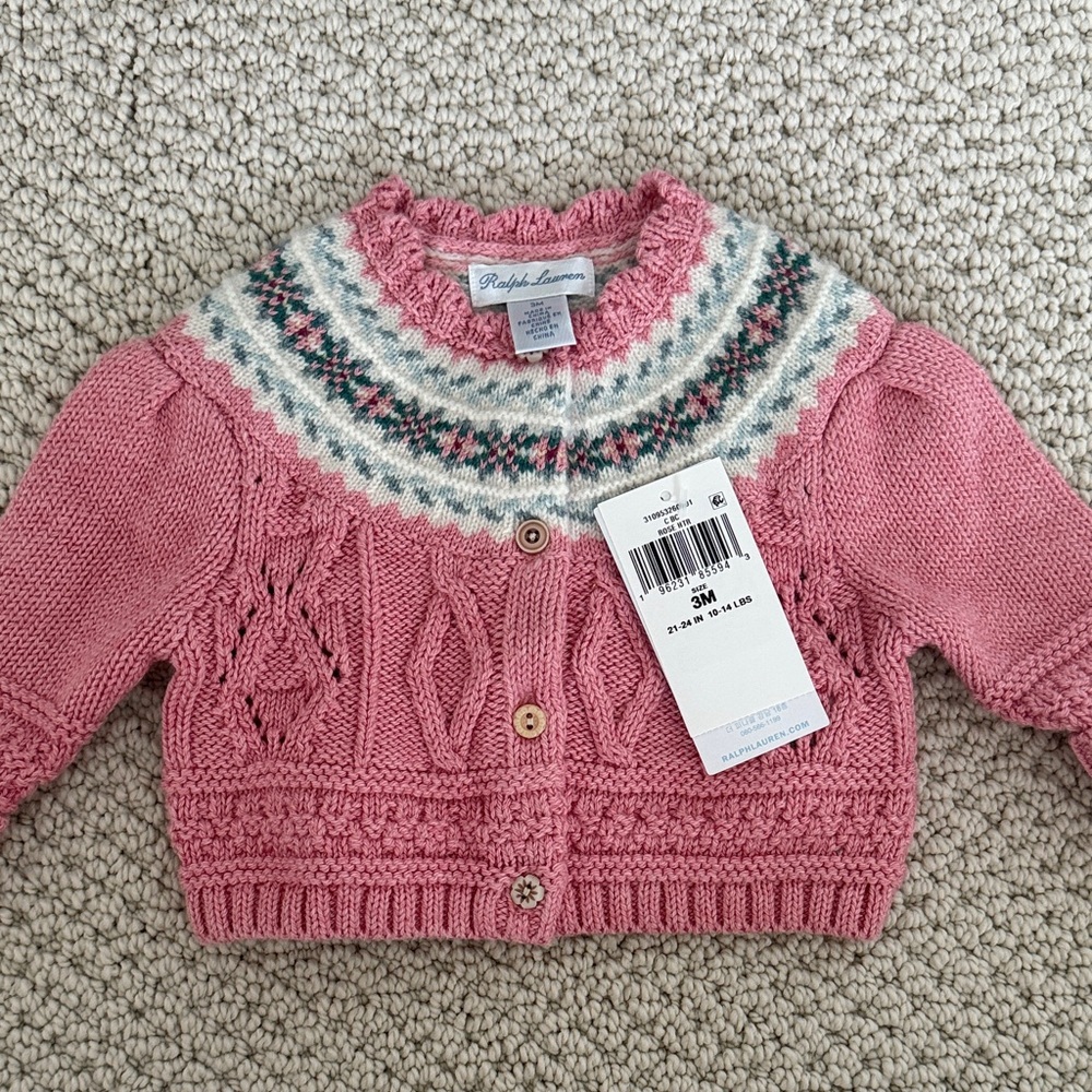 Ralph Lauren Pink Knit Baby Sweater